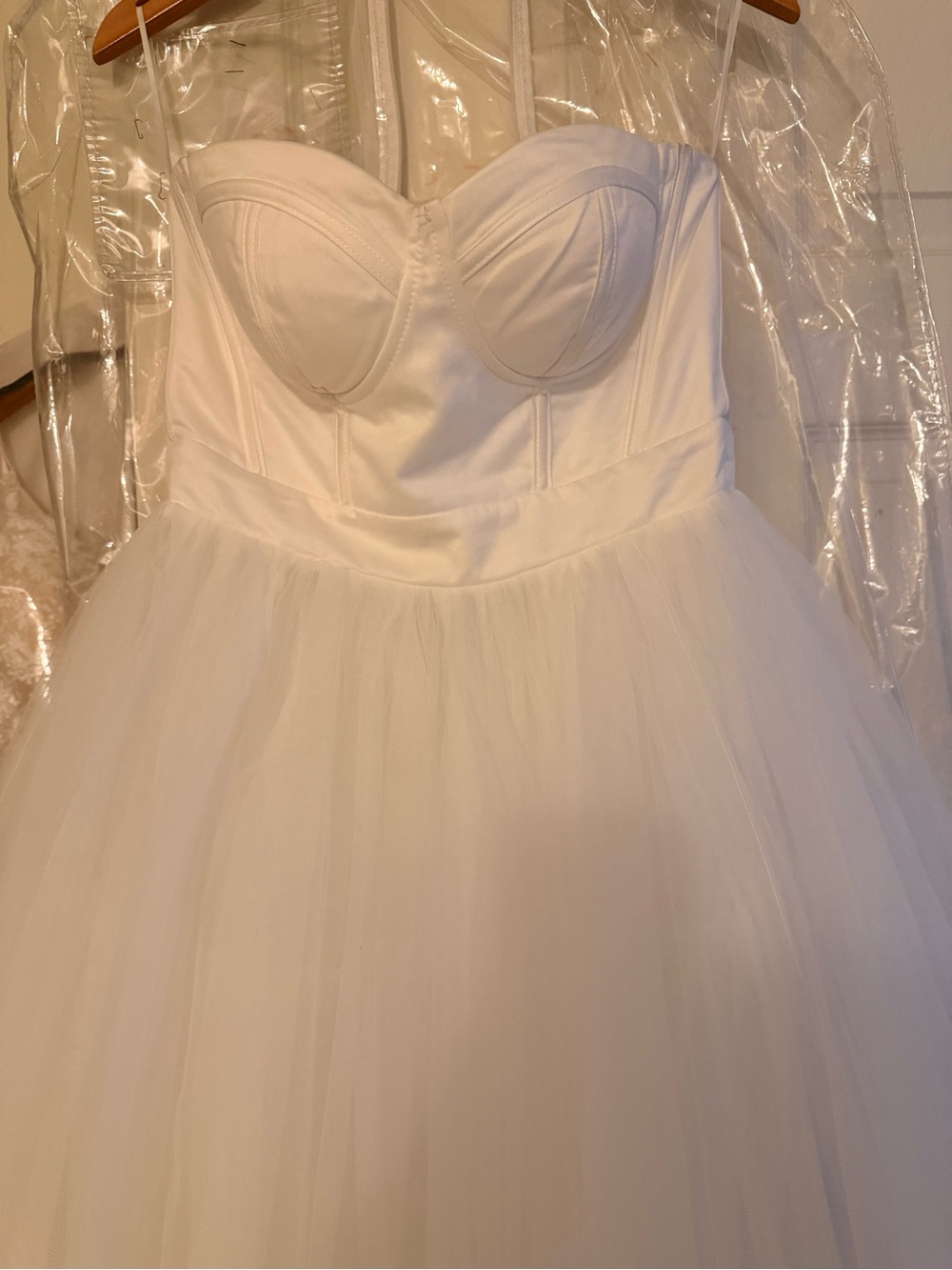 Strapless Tulle Bridal Ball Gown - White